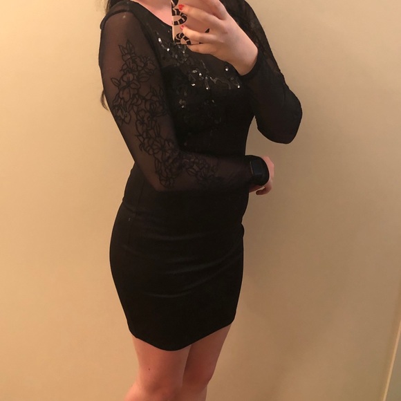 Black Sheer Sleeve Dress - Picture 2 of 2